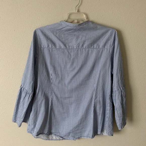 Boden Blue Striped Button Down Shirt with full flowing arms after elbow - Picture 2 of 8